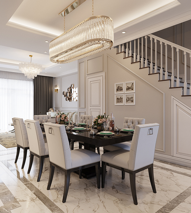 Thiết kế nội thất biệt thự 3 tầng ở Nam An Khánh phong cách tân cổ điển