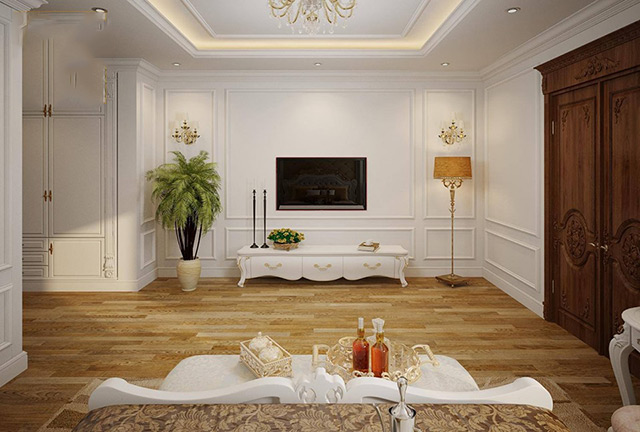 Thiết kế nội thất biệt thự tân cổ điển 105m2 tại Hoài Đức, Hà Nội