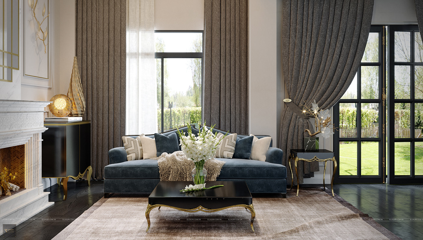 Thiết kế nội thất biệt thự 2 phòng ngủ phong cách tân cổ điển ở Dương Nội