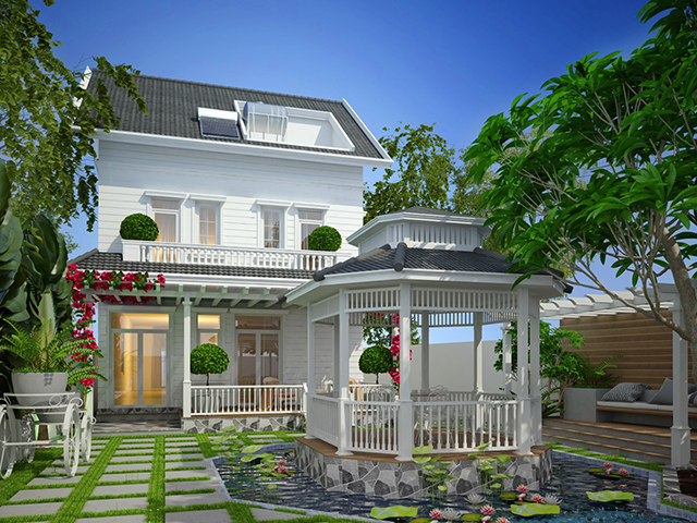 Thiết kế nội thất biệt thự 2 phòng ngủ phong cách tân cổ điển ở Dương Nội