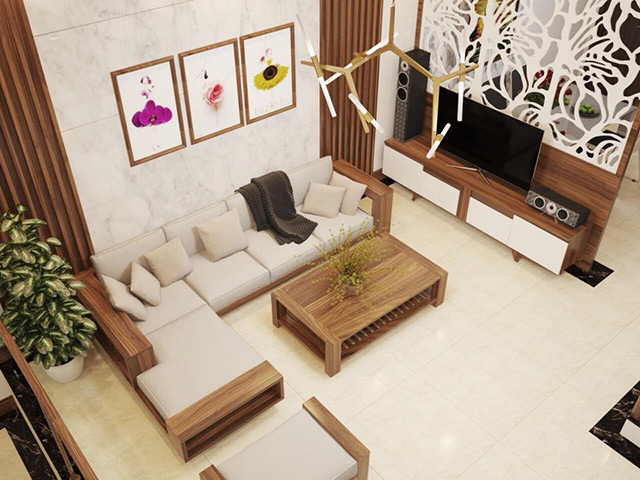 Thiết kế nội thất nhà liền kề 3 tầng phong cách hiện đại tại Hoài Đức, Hà Nội