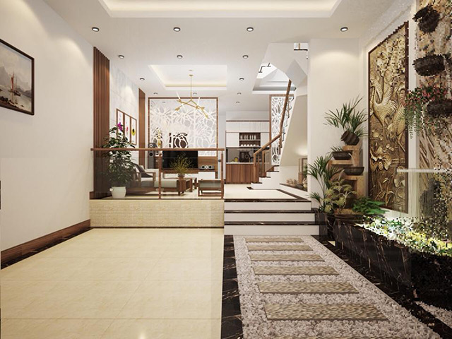 Thiết kế nội thất nhà liền kề 3 tầng phong cách hiện đại tại Hoài Đức, Hà Nội