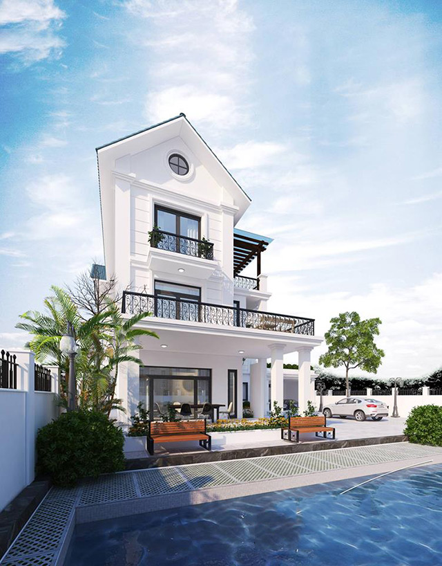 Thiết kế nội thất biệt thự 3 tầng 102m2 tại Hoài Đức, Hà Nội.
