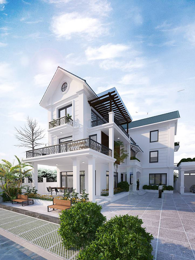 Thiết kế nội thất biệt thự 3 tầng 102m2 tại Hoài Đức, Hà Nội.