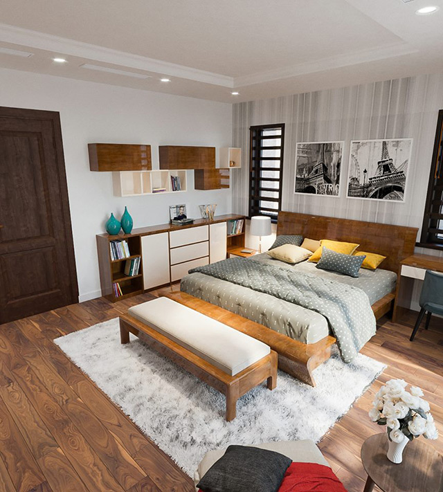 Thiết kế nội thất biệt thự 2 tầng mái thái tại Hoài Đức, Hà Nội
