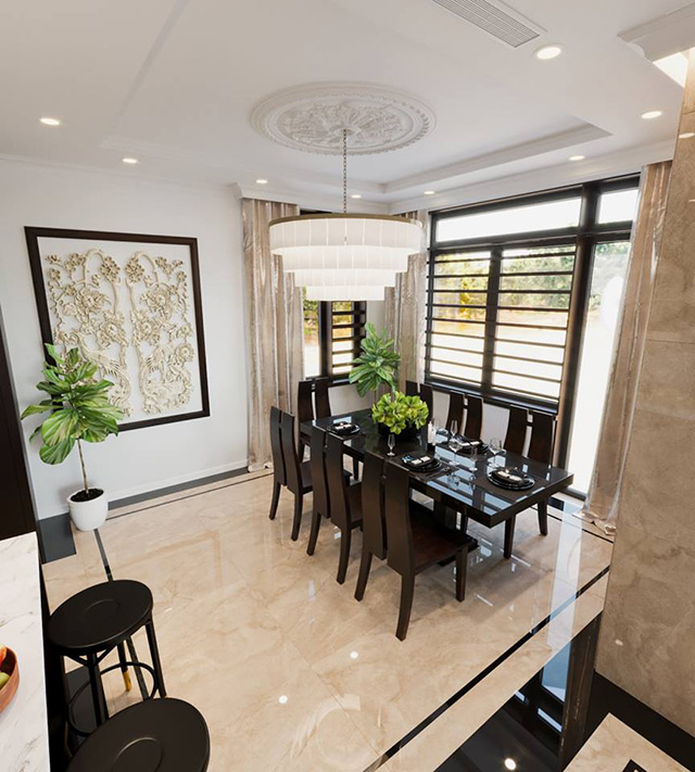 Thiết kế nội thất biệt thự 2 tầng mái thái tại Hoài Đức, Hà Nội