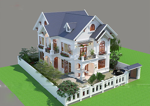Dự án Thiết Kế Biệt Thự Mái Thái 2 Tầng Ở Nam An Khánh