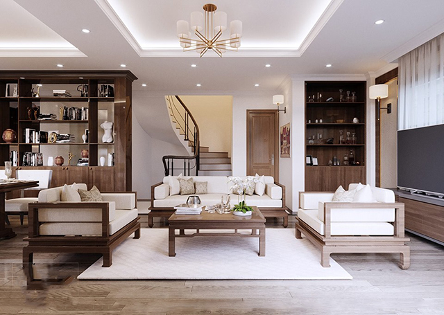 Thiết kế nội thất biệt thự mái thái 118m2 ở Dương Nội theo phong cách hiện đại