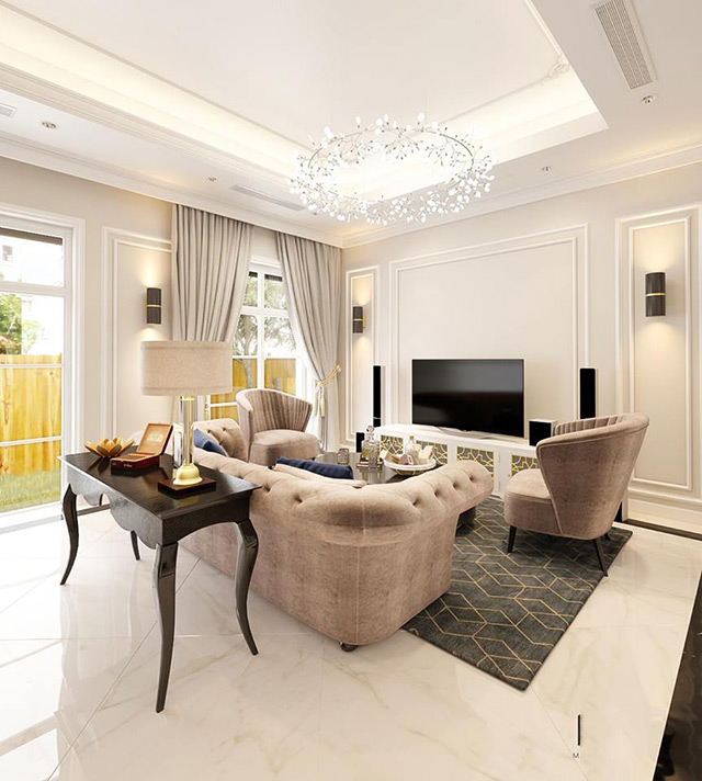 Thiết kế nội thất biệt thự tân cổ điển 124m2 tại Hà Đô Dragon City