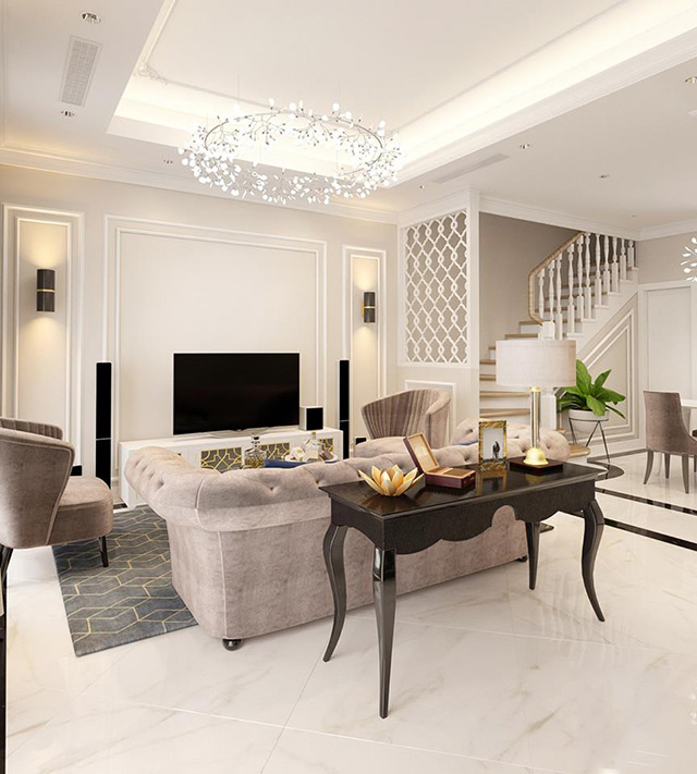Thiết kế nội thất biệt thự tân cổ điển 124m2 tại Hà Đô Dragon City