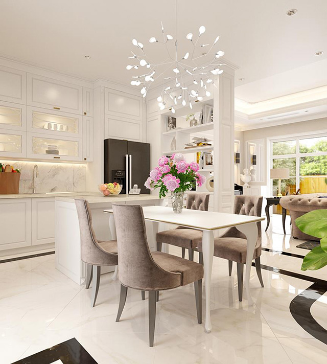 Thiết kế nội thất biệt thự tân cổ điển 124m2 tại Hà Đô Dragon City