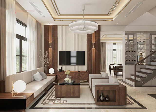 Thiết kế nội thất nhà liền kề mái bằng 3 tầng ở Dương Nội