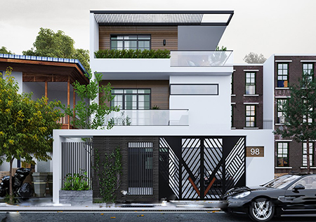 Dự án Thiết kế nội thất nhà liền kề mái bằng 3 tầng ở Dương Nội
