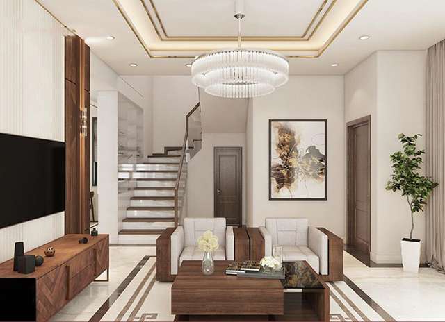 Thiết kế nội thất nhà liền kề mái bằng 3 tầng ở Dương Nội