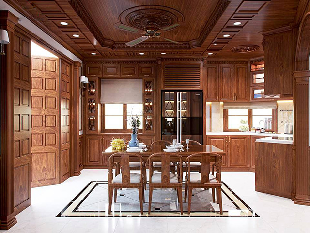 Thiết kế biệt thự Thanh Xuân với kiểu mái thái đỏ mang phong cách tân cổ điển