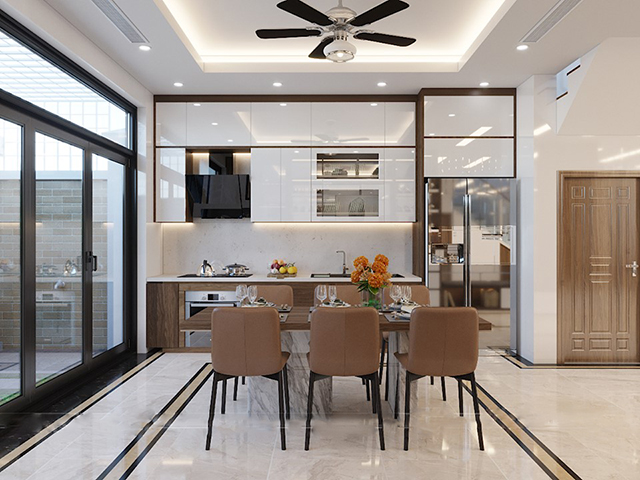 Thiết kế nội thất biệt thự 2 tầng ở Dương Nội với gam màu nâu chủ đạo