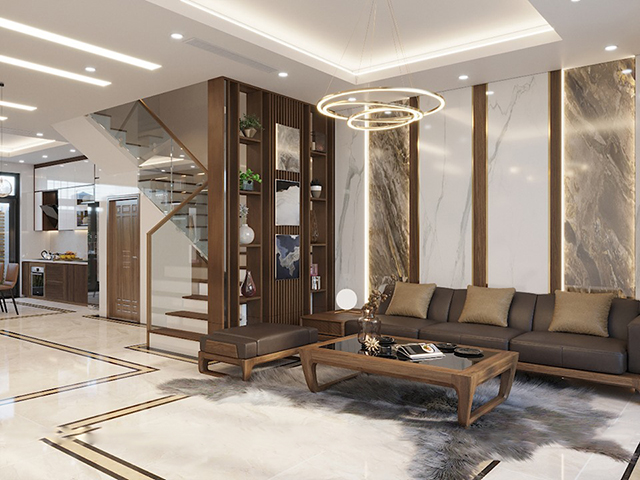 Thiết kế nội thất biệt thự 2 tầng ở Dương Nội với gam màu nâu chủ đạo