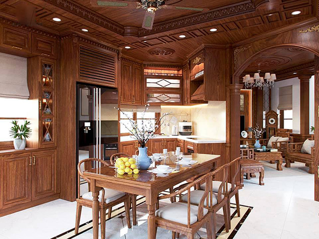 Thiết kế biệt thự Thanh Xuân với kiểu mái thái đỏ mang phong cách tân cổ điển
