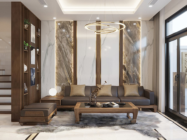 Thiết kế nội thất biệt thự 2 tầng ở Dương Nội với gam màu nâu chủ đạo