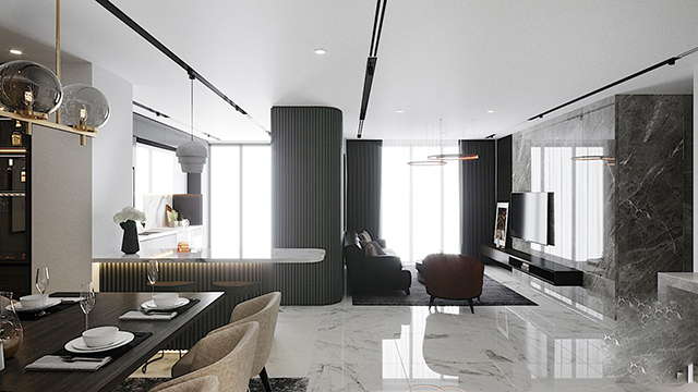 Thiết kế nội thất căn hộ chung cư 104.8m2 ở Hoàng Mai