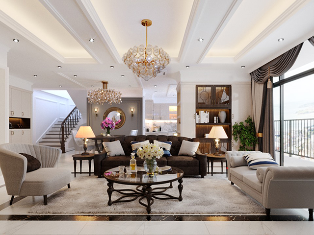 Thiết kế nội thất căn hộ Duplex 2 tầng ở Gamuda theo phong cách tân cổ điển