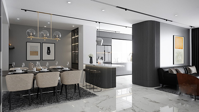 Thiết kế nội thất căn hộ chung cư 104.8m2 ở Hoàng Mai