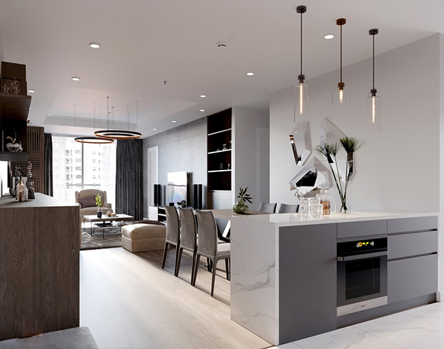 Thiết kế nội thất chung cư hiện đại 102m2 ở Hoàng Mai