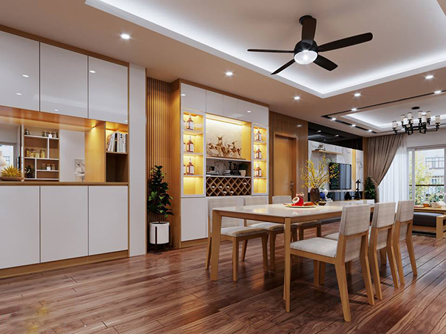 Thiết kế nội thất chung cư 116m2 3 phòng ngủ ở Hoàng Mai