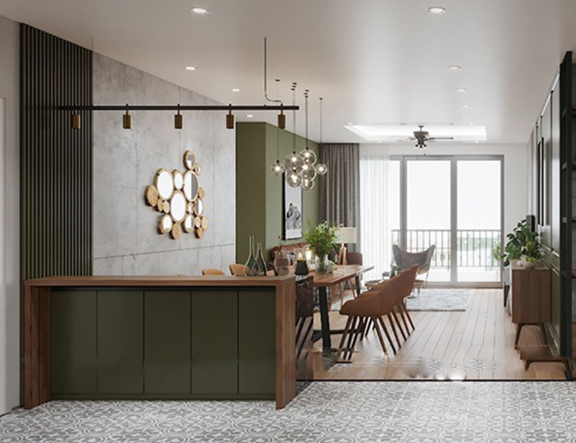 Thiết kế nội thất chung cư 2 phòng ngủ ở Hoàng Mai với những gam màu ấn tượng