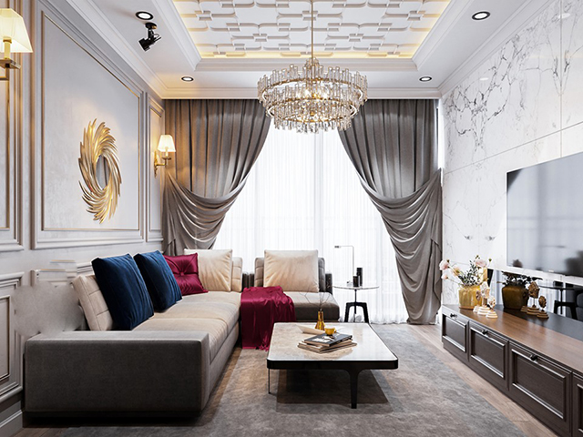 Thiết kế nội thất chung cư tân cổ điển 2 phòng ngủ tại Hoàng Mai