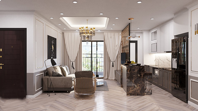 Thiết kế nội thất chung cư sang trọng và hiện đại ở Hoàng Mai