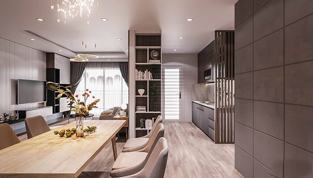 Thiết kế nội thất chung cư Gamuda 2 phòng ngủ theo phong cách hiện đại