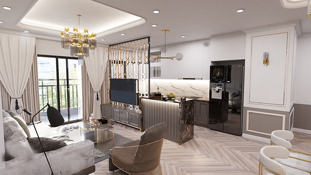 Thiết kế nội thất chung cư sang trọng và hiện đại ở Hoàng Mai