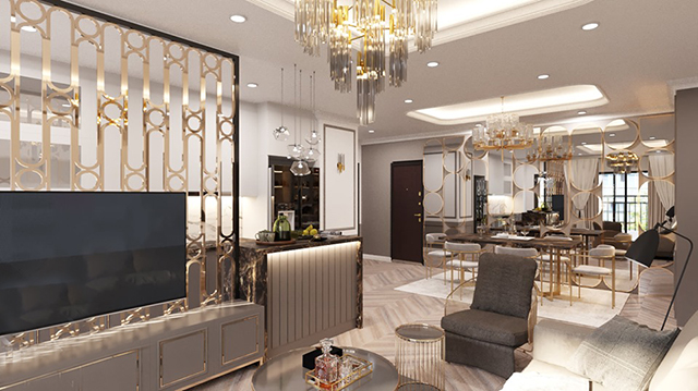 Thiết kế nội thất chung cư sang trọng và hiện đại ở Hoàng Mai