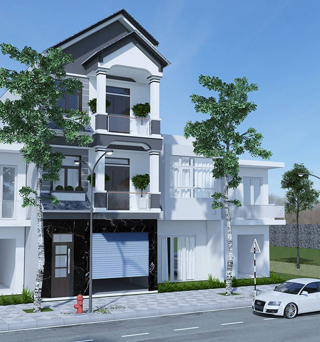 Thiết kế nội thất nhà liền kề mái thái xanh 3 tầng ở Nam An Khánh