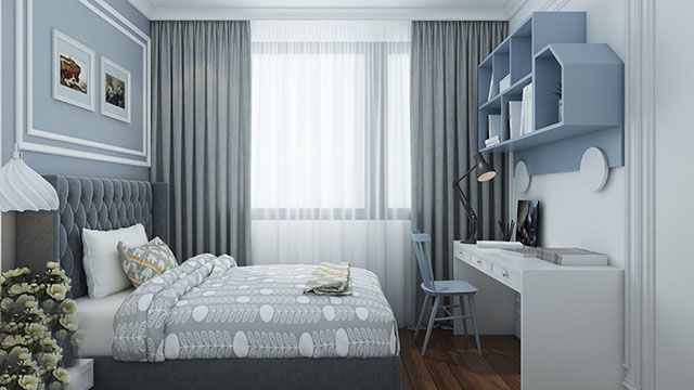 Thiết kế nội thất chung cư tân cổ điển sang trọng 2 phòng ngủ ở Gamuda