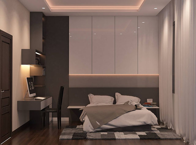 Thiết kế nội thất nhà liền kề mái thái xanh 3 tầng ở Nam An Khánh