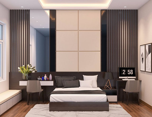 Thiết kế nội thất nhà liền kề mái thái xanh 3 tầng ở Nam An Khánh