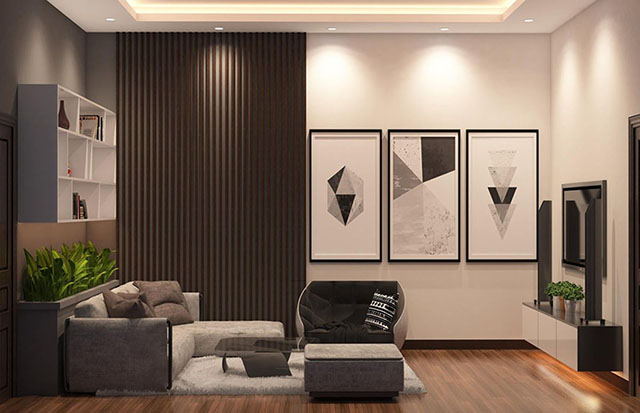 Thiết kế nội thất nhà liền kề mái thái xanh 3 tầng ở Nam An Khánh