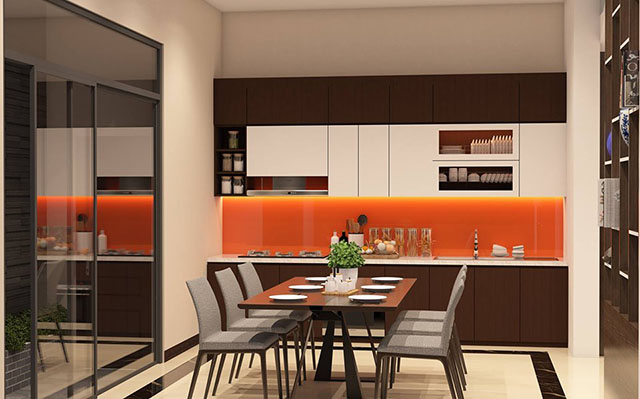 Thiết kế nội thất nhà liền kề mái thái xanh 3 tầng ở Nam An Khánh