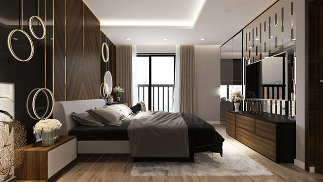 Thiết kế chung cư Nguyễn Xiển mang phong cách thiết kế hiện đại với tone màu trầm tối